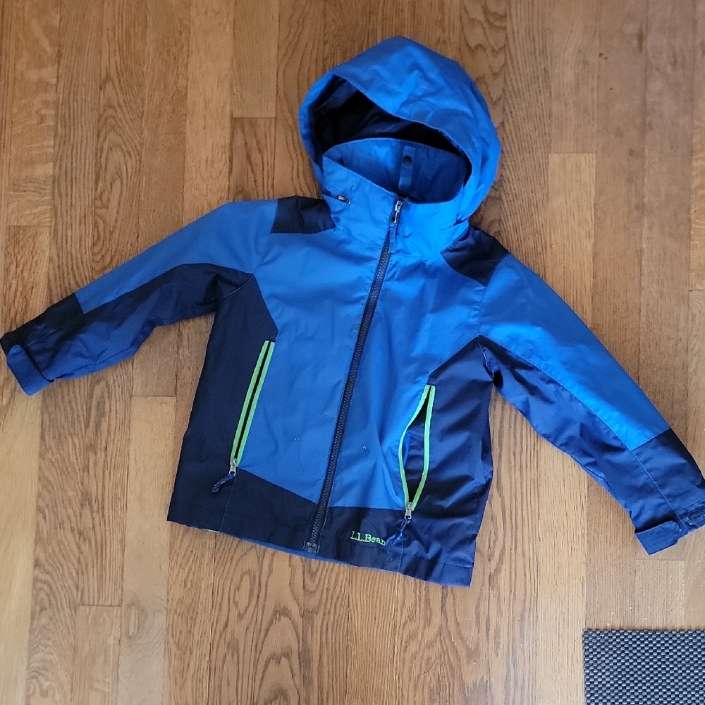 L.L. Bean Blue and Black Jacket with Green Zippers